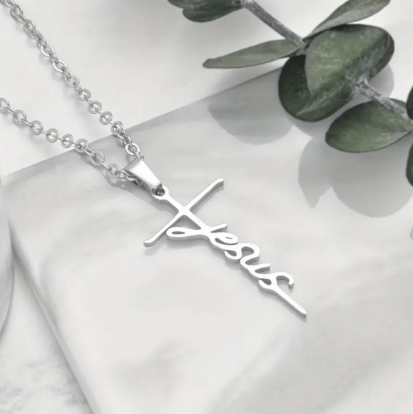 Jesus Silvertone Pendant Necklace - Picture 2 of 6